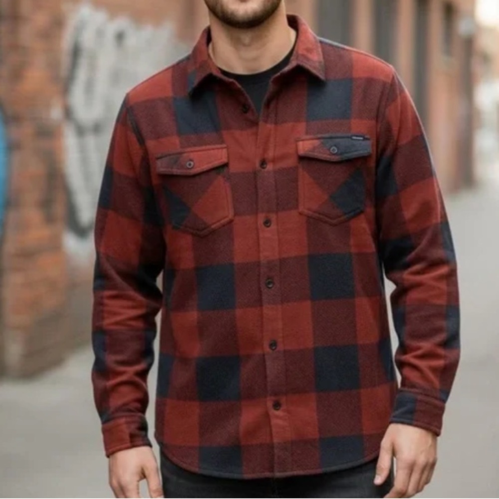 O’Neill Men M Arctic Check Superfleece Snap Button Cozy Shacket Shirt Jacket NWT